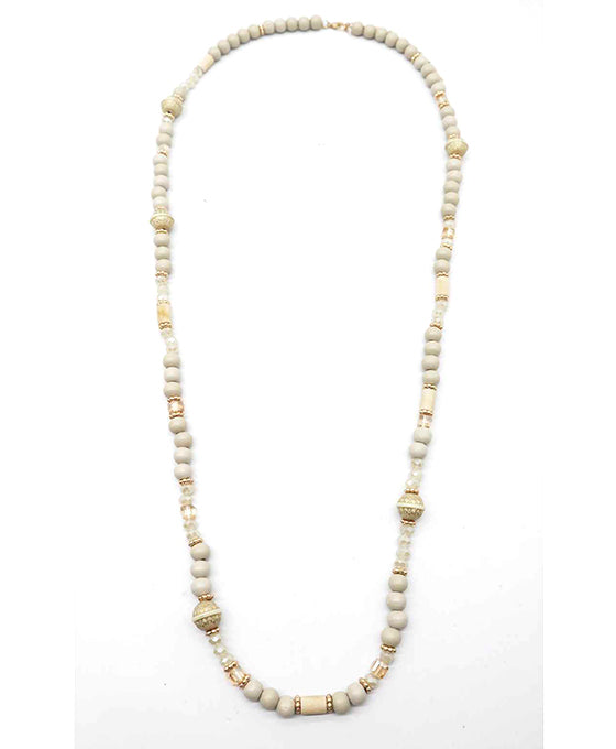 Wood Beads Long Necklace