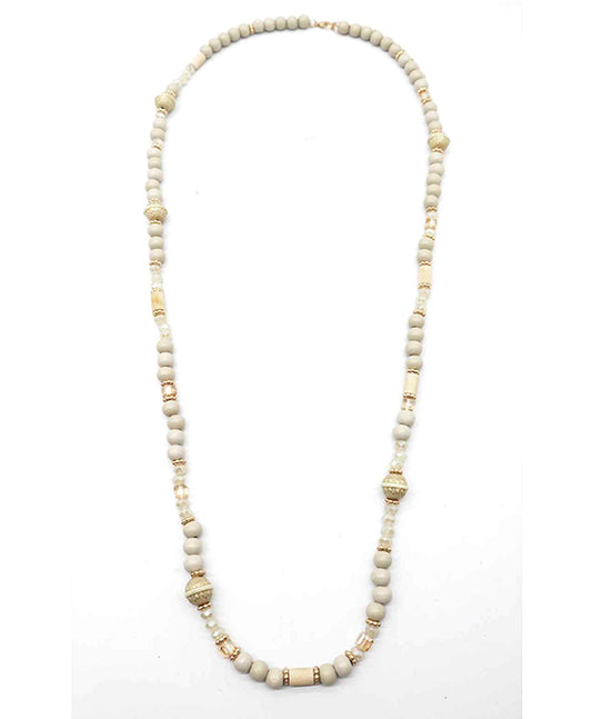 Wood Beads Long Necklace