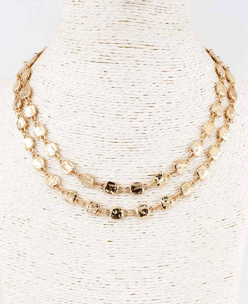 Textured Square Layered  Necklace