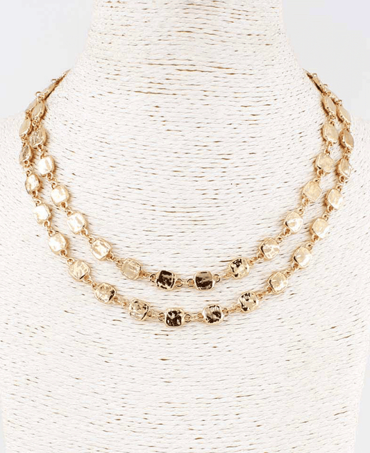 Textured Square Layered  Necklace