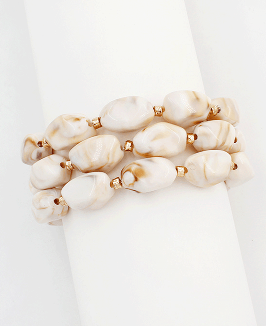 Amber Resin Nugget Stretch Bracelet Set