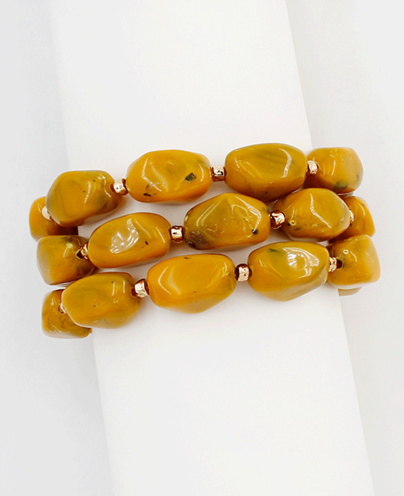 Amber Resin Nugget Stretch Bracelet Set