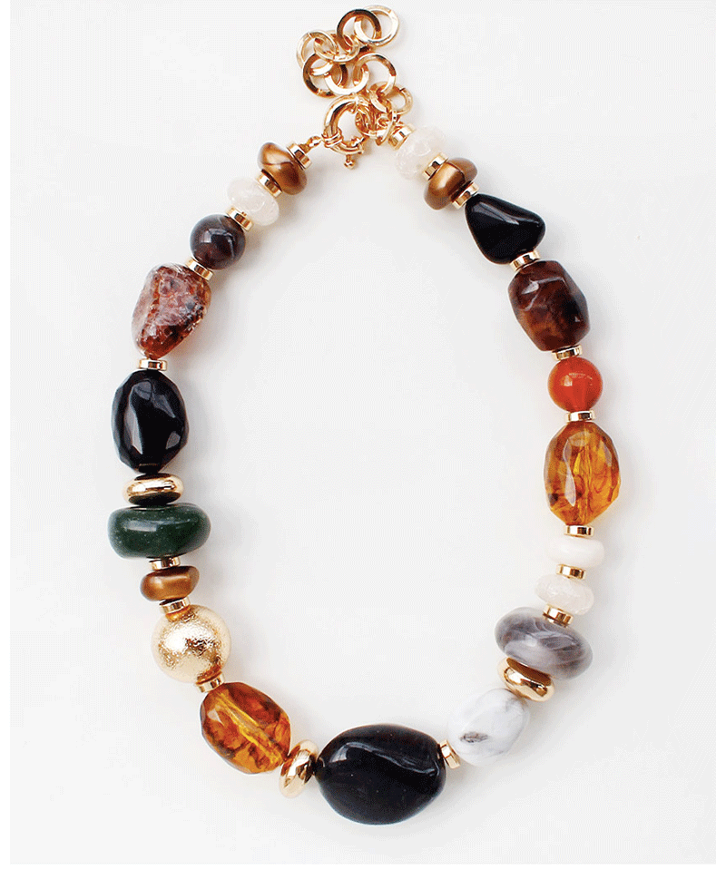 Multi Color Marble Beads Necklace