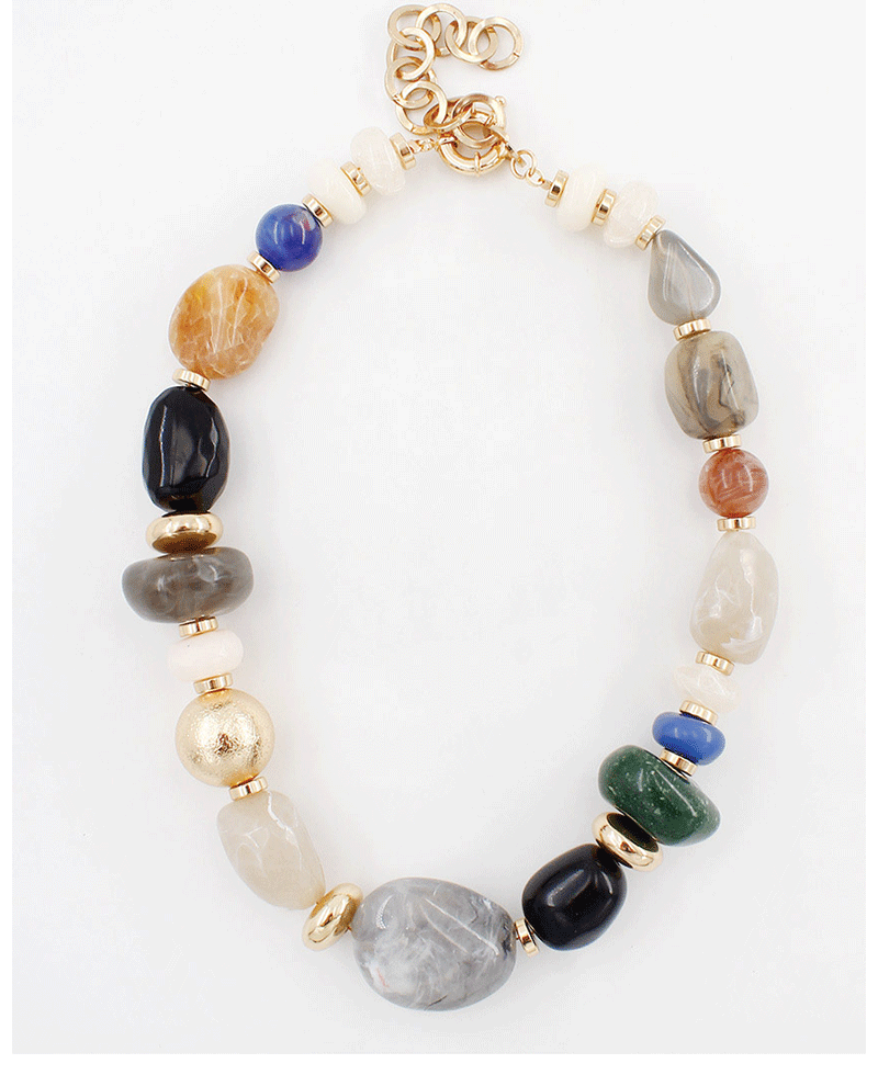 Multi Color Marble Beads Necklace