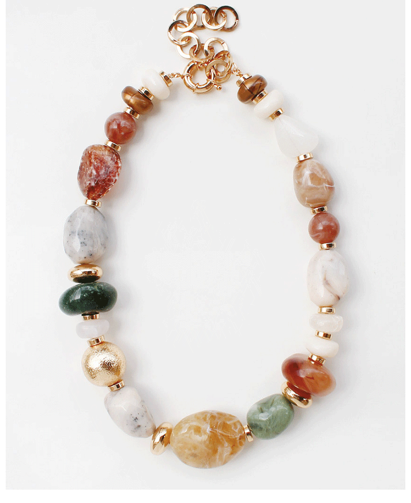 Multi Color Marble Beads Necklace