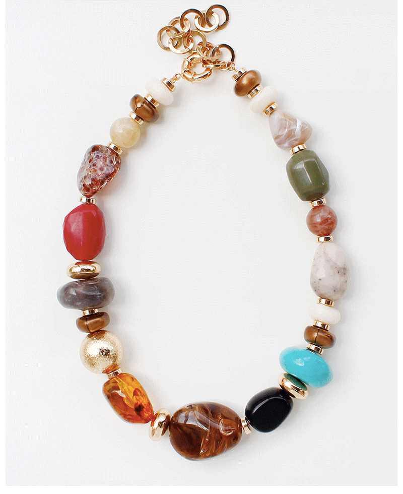 Multi Color Marble Beads Necklace
