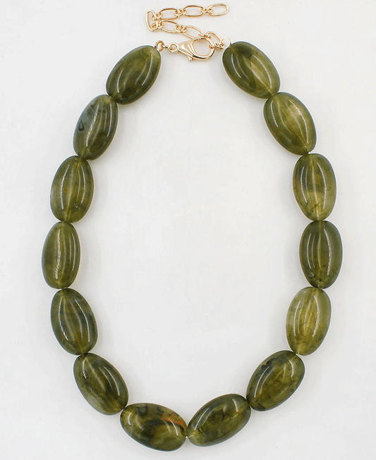 Marble Oval Bead Statement Necklace