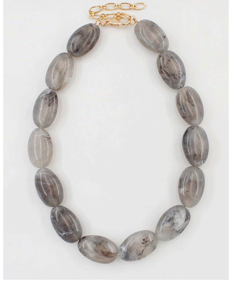 Marble Oval Bead Statement Necklace