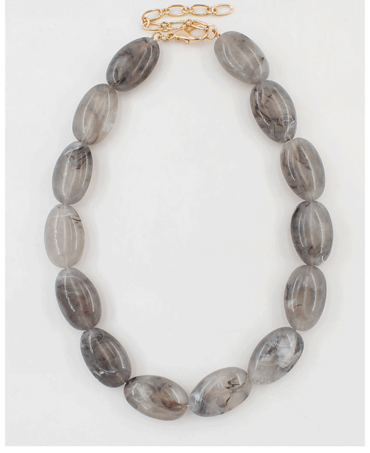 Marble Oval Bead Statement Necklace