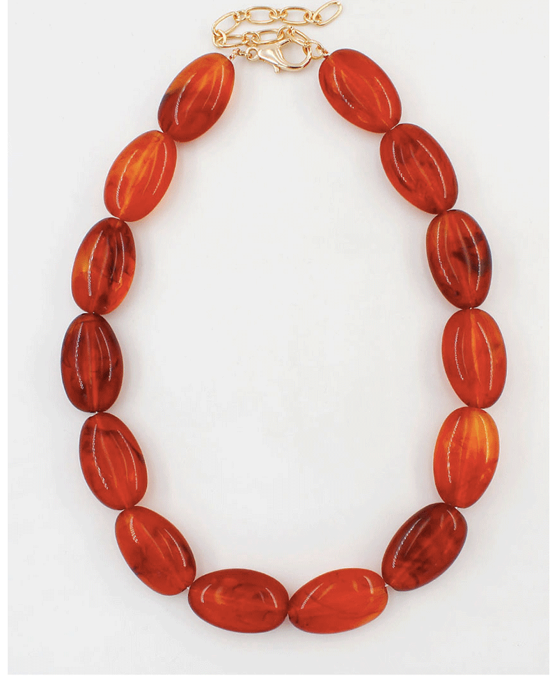Marble Oval Bead Statement Necklace