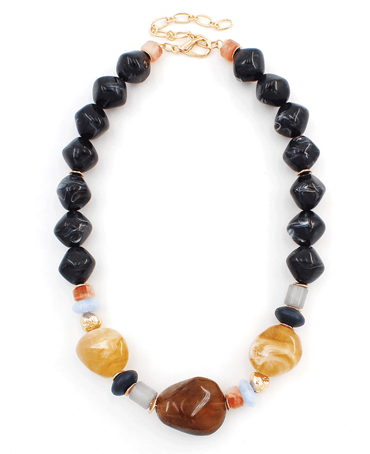 Marbled Beads Chunky Statement Necklace