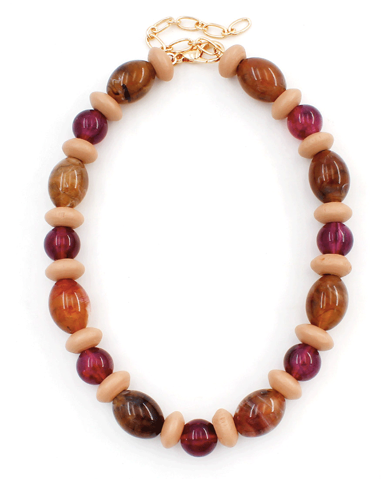 Chunky Marbled Beads Necklace