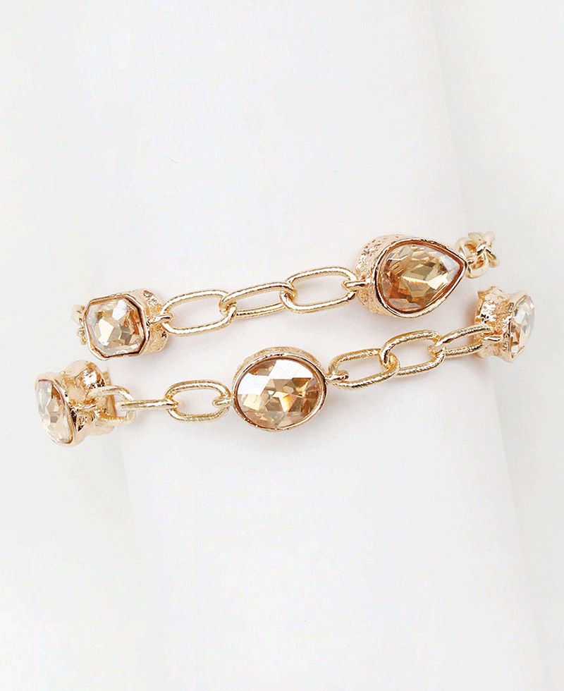 Multi Shape Stone Chain Bracelet