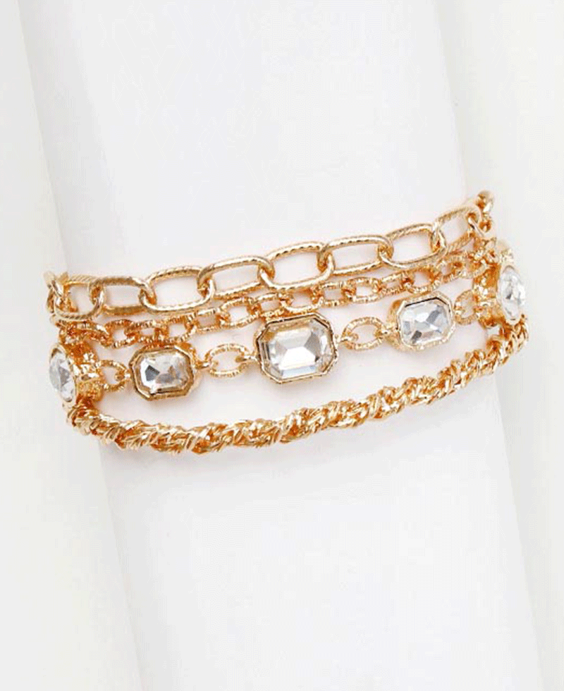 Multi Chain w/ Crystal Bracelet