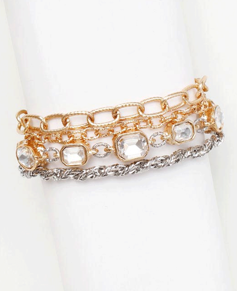 Multi Chain w/ Crystal Bracelet