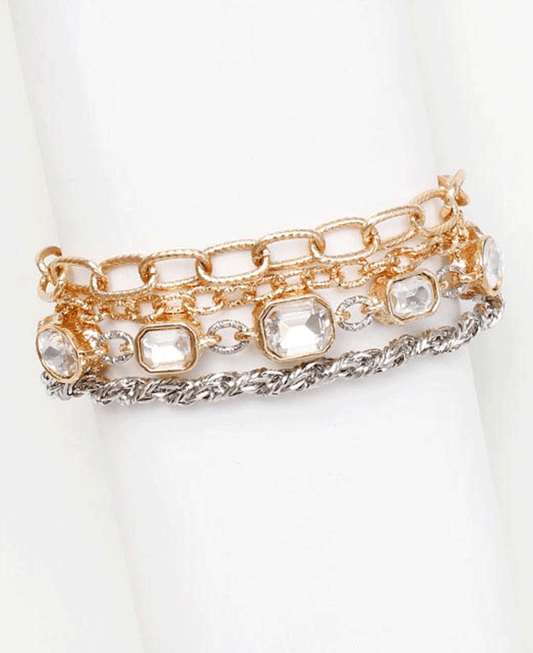 Multi Chain w/ Crystal Bracelet