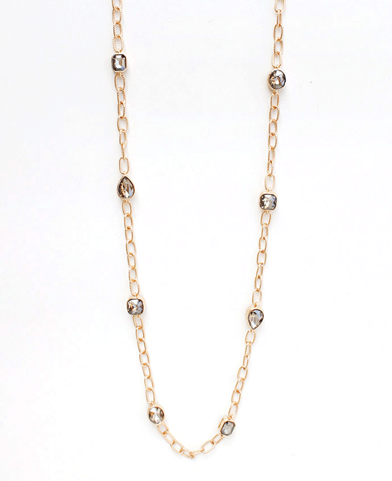 Faceted Stones Station Chain Necklace
