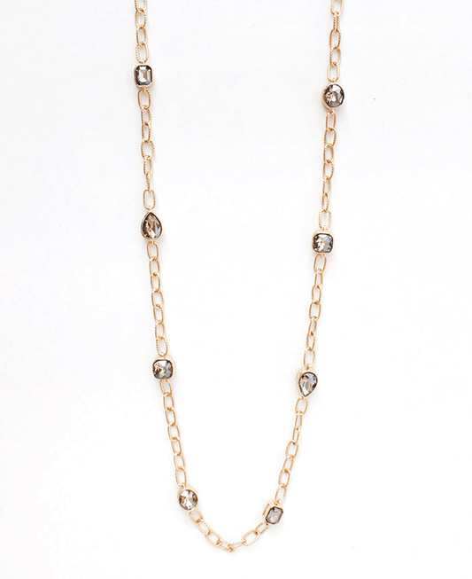 Faceted Stones Station Chain Necklace