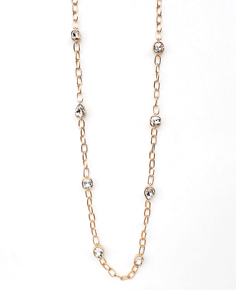Faceted Stones Station Chain Necklace