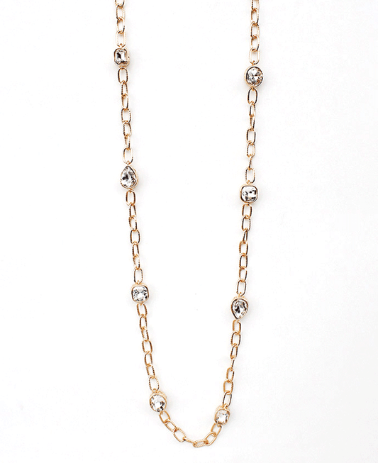 Faceted Stones Station Chain Necklace