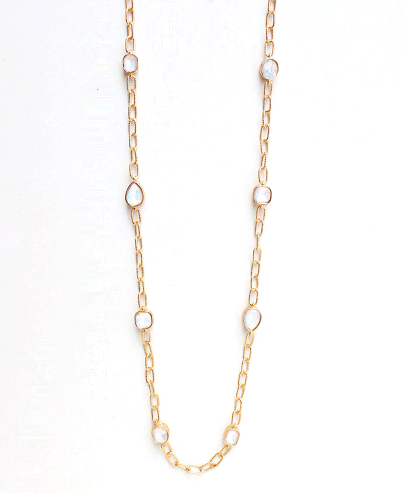 Faceted Stones Station Chain Necklace