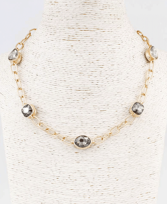 Faceted Stone Station Short Necklace
