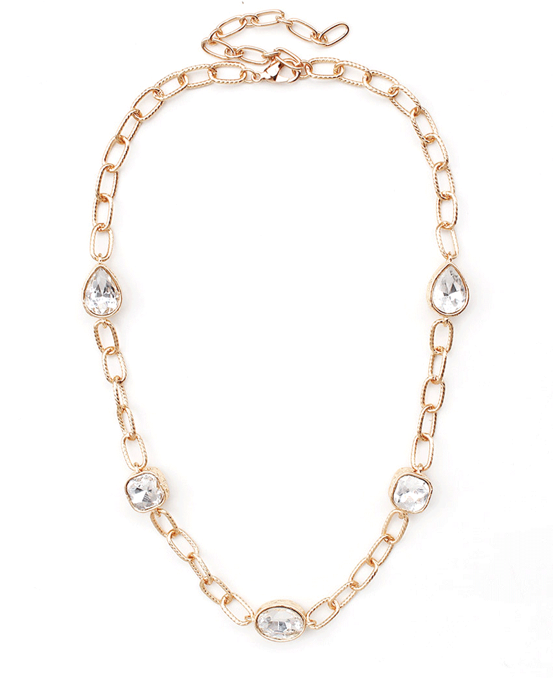Faceted Stone Station Short Necklace
