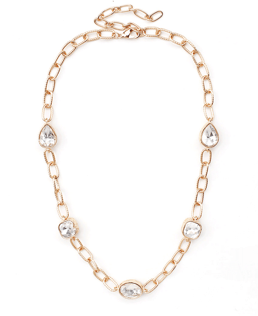 Faceted Stone Station Short Necklace