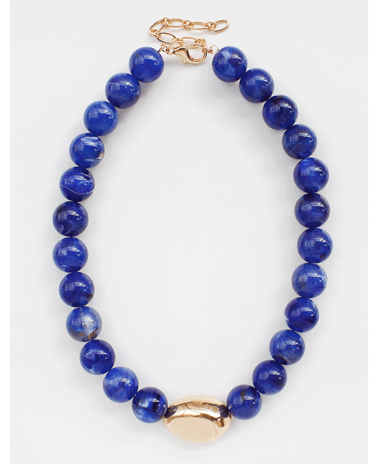 Gold Tone Accent Bead Beaded Necklace