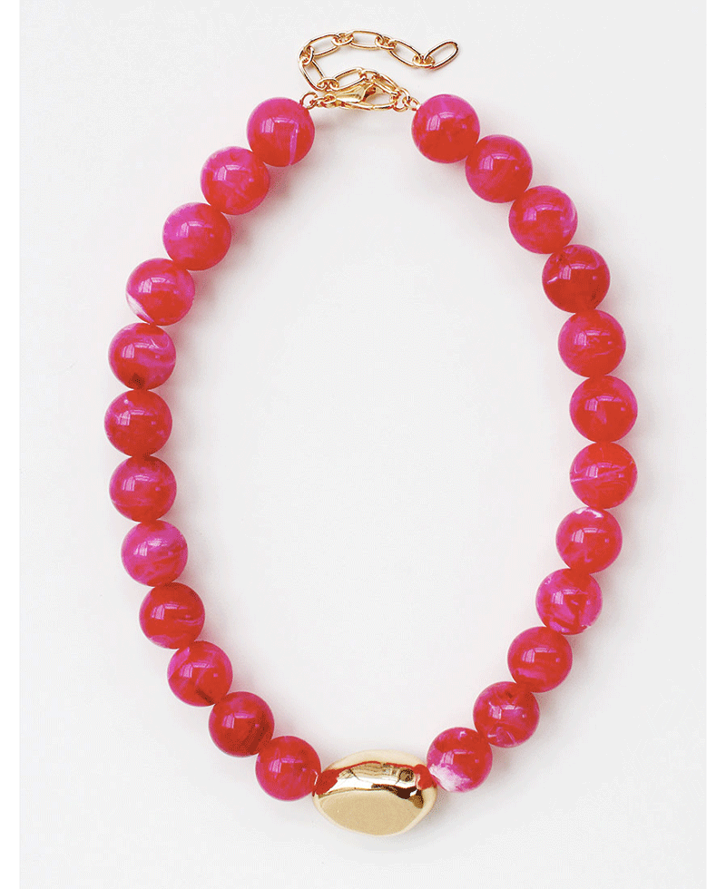 Gold Tone Accent Bead Beaded Necklace
