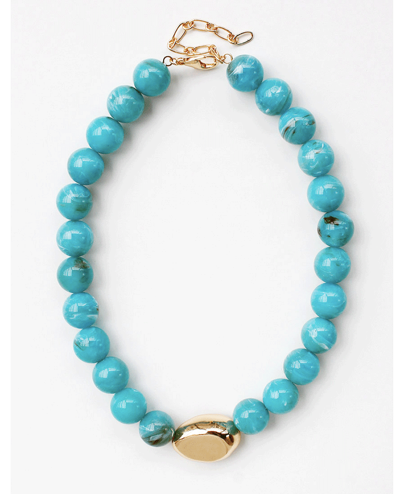 Gold Tone Accent Bead Beaded Necklace