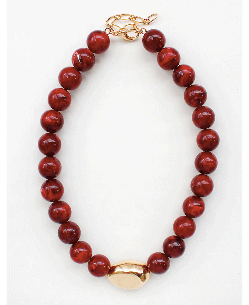 Gold Tone Accent Bead Beaded Necklace
