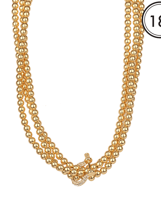 Layered CCB w/ Rhinestone Horsebit Necklace