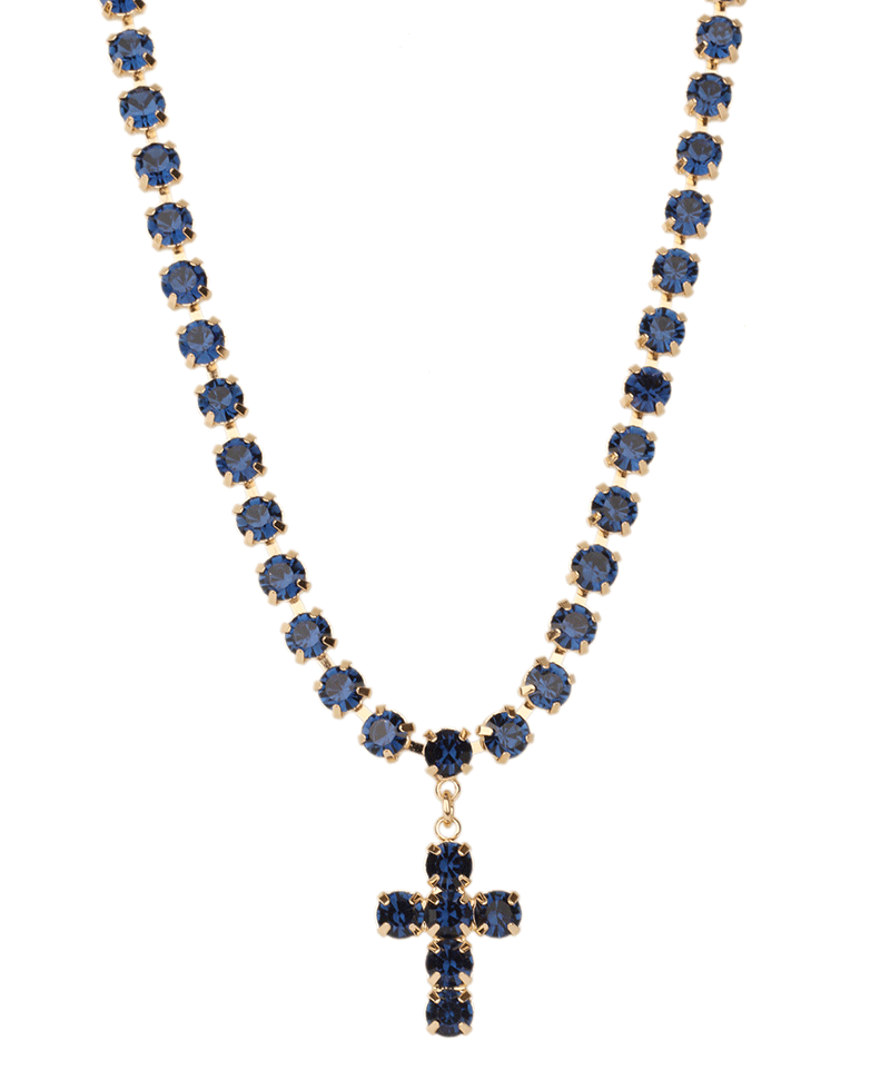 Rhinestone Cross Necklace - 16"