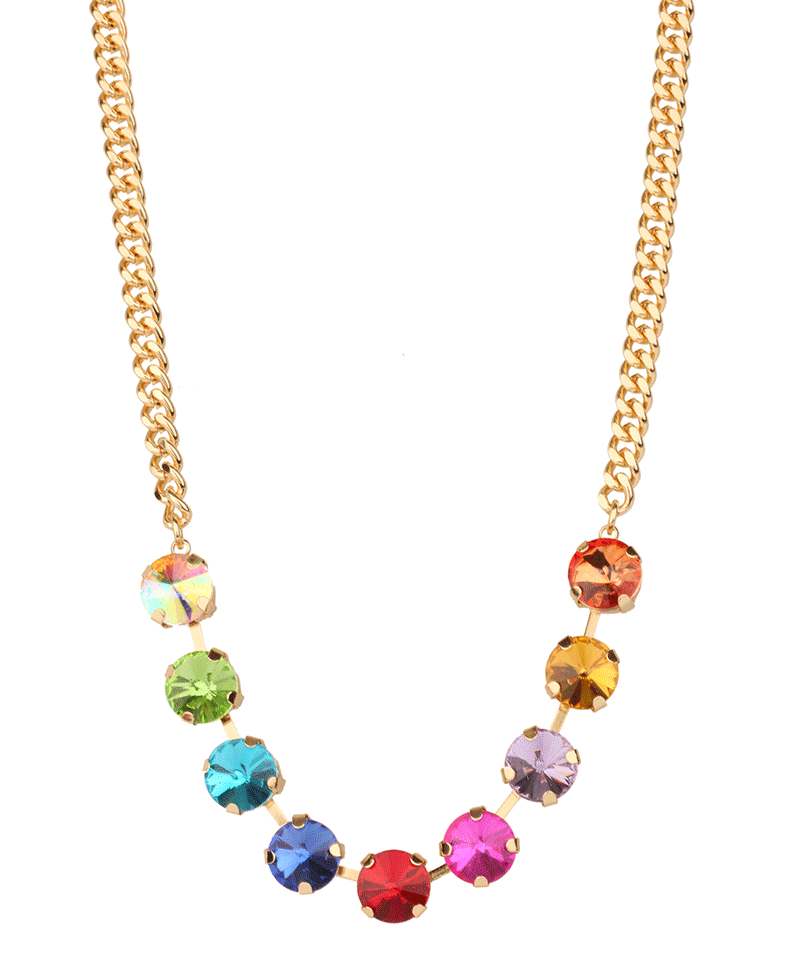Rhinestone Link Chain Necklace - 18"
