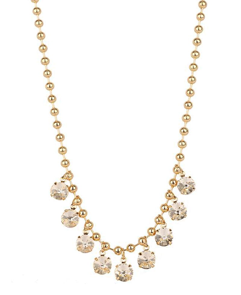 Rhinestone Ball Chain Necklace - 18"