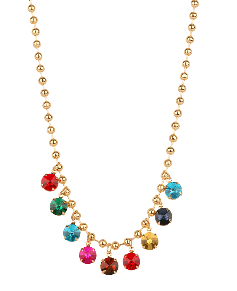 Rhinestone Ball Chain Necklace - 18"