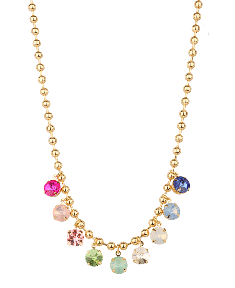 Rhinestone Ball Chain Necklace - 18"