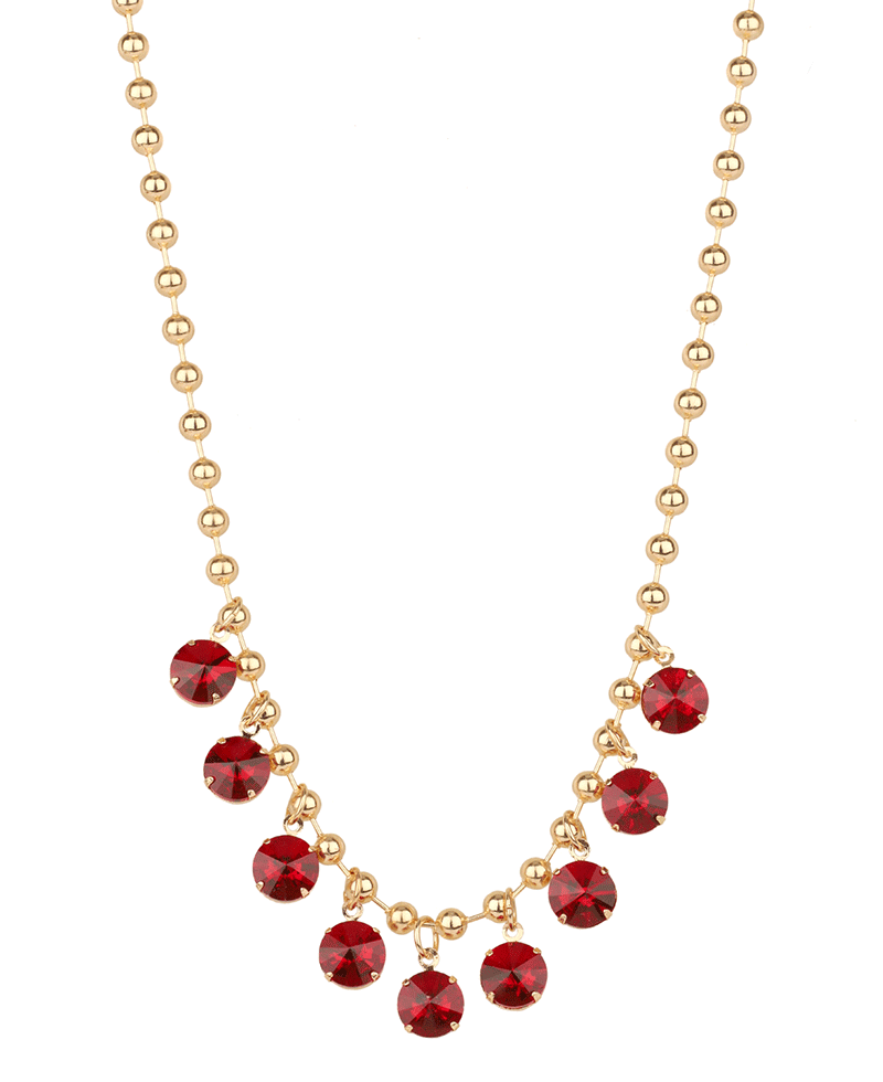 Rhinestone Ball Chain Necklace - 18"