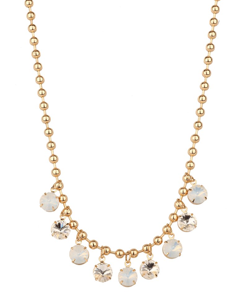 Rhinestone Ball Chain Necklace - 18"