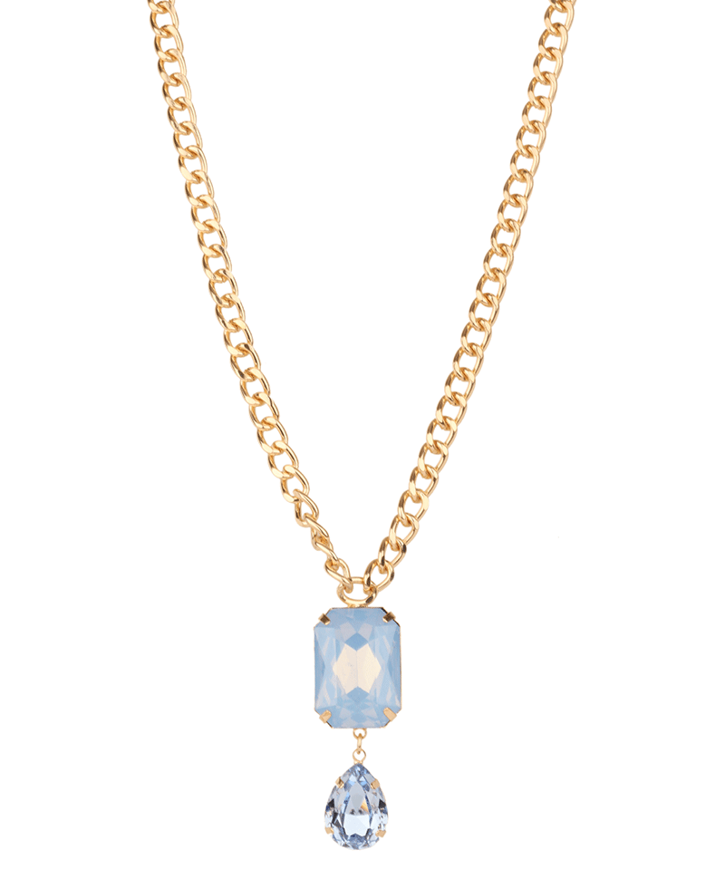 Epoxy Stone Link Chain Necklace - 16"