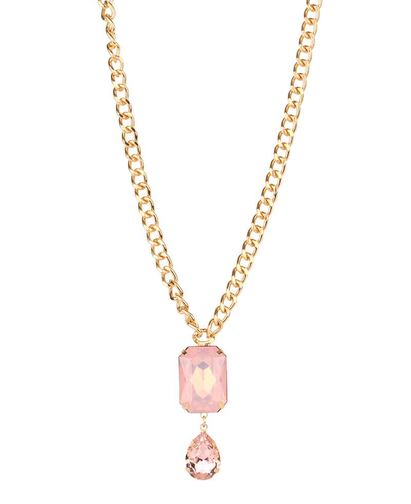 Epoxy Stone Link Chain Necklace - 16"