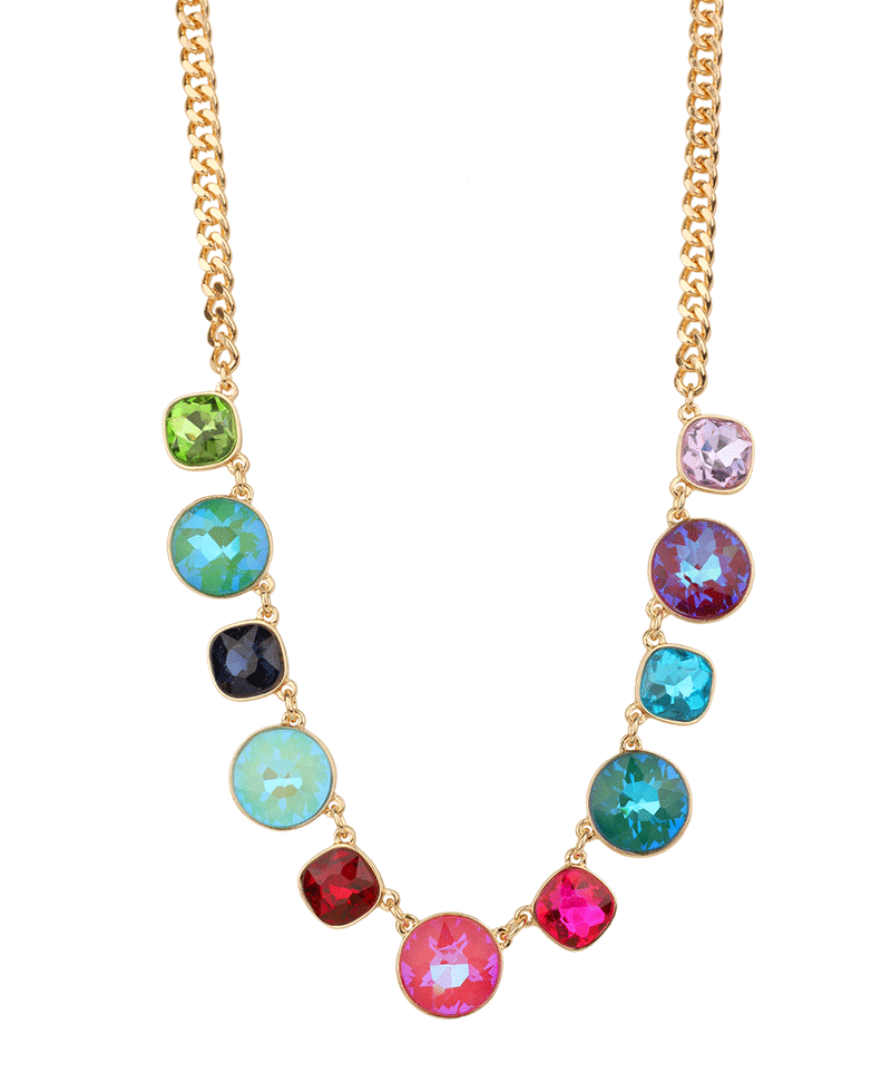 Epoxy Stone Link Chain Necklace - 18"