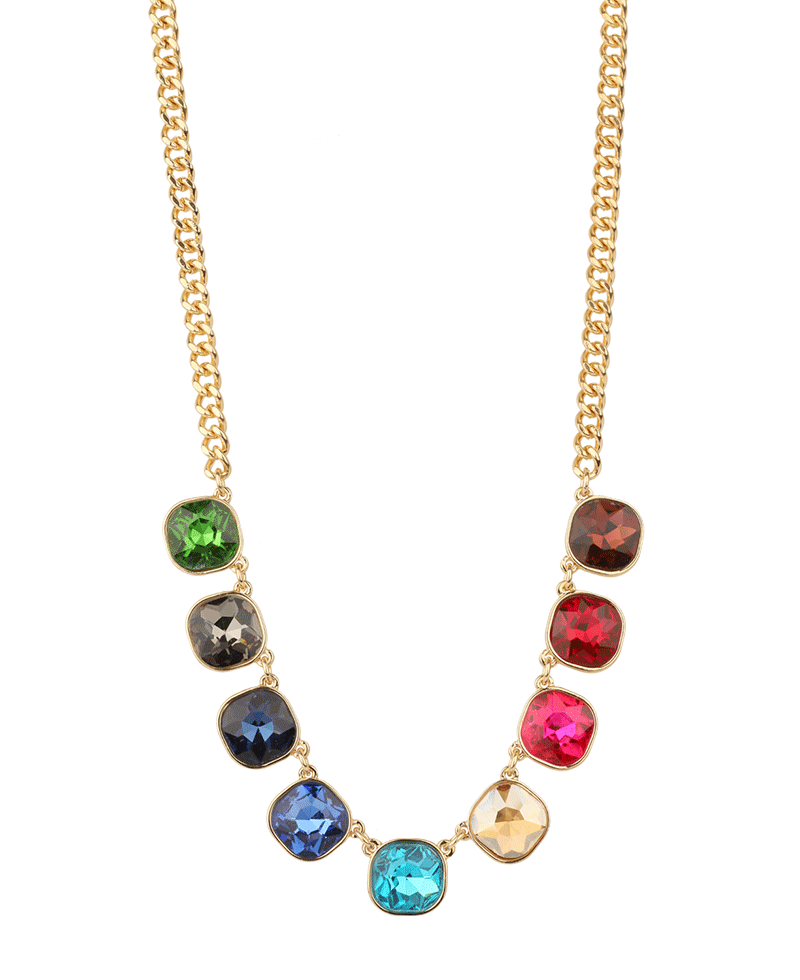 Epoxy Stone Link Necklace - 18"