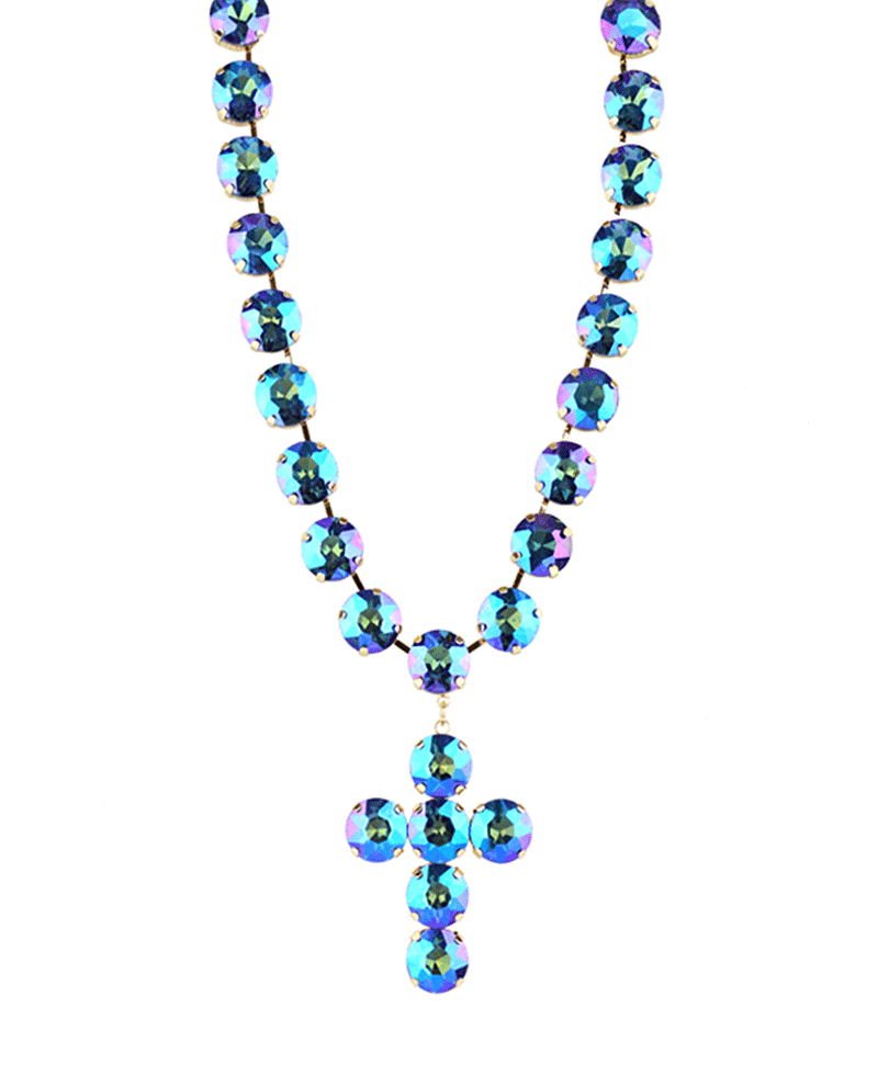 12mm Rhinestone Cross Necklace - 16"