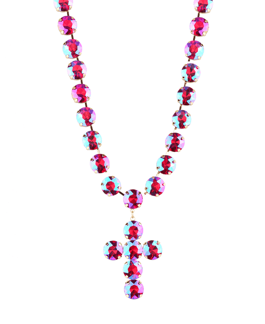 12mm Rhinestone Cross Necklace - 16"