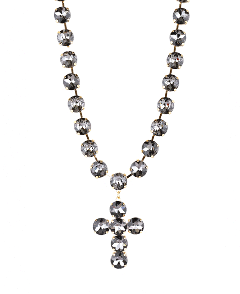 12mm Rhinestone Cross Necklace - 16"