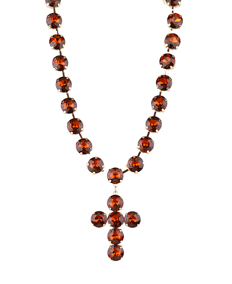 12mm Rhinestone Cross Necklace - 16"