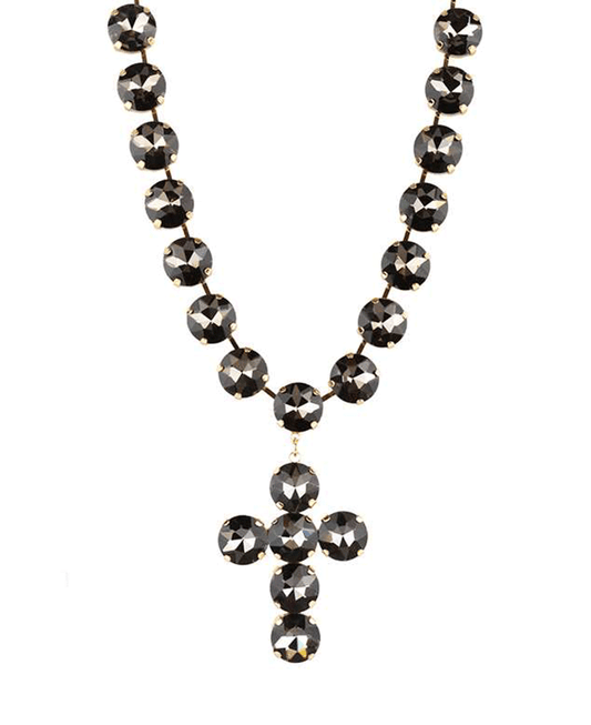 14mm Rhinestone Cross Necklace - 16"