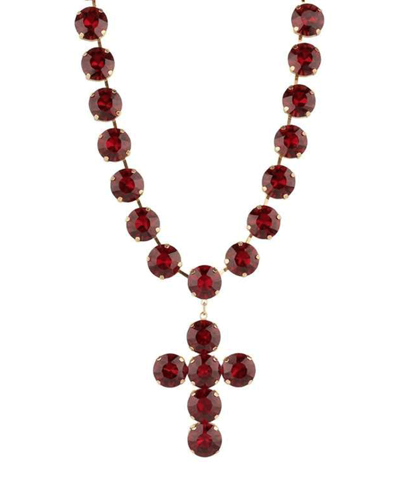 14mm Rhinestone Cross Necklace - 16"